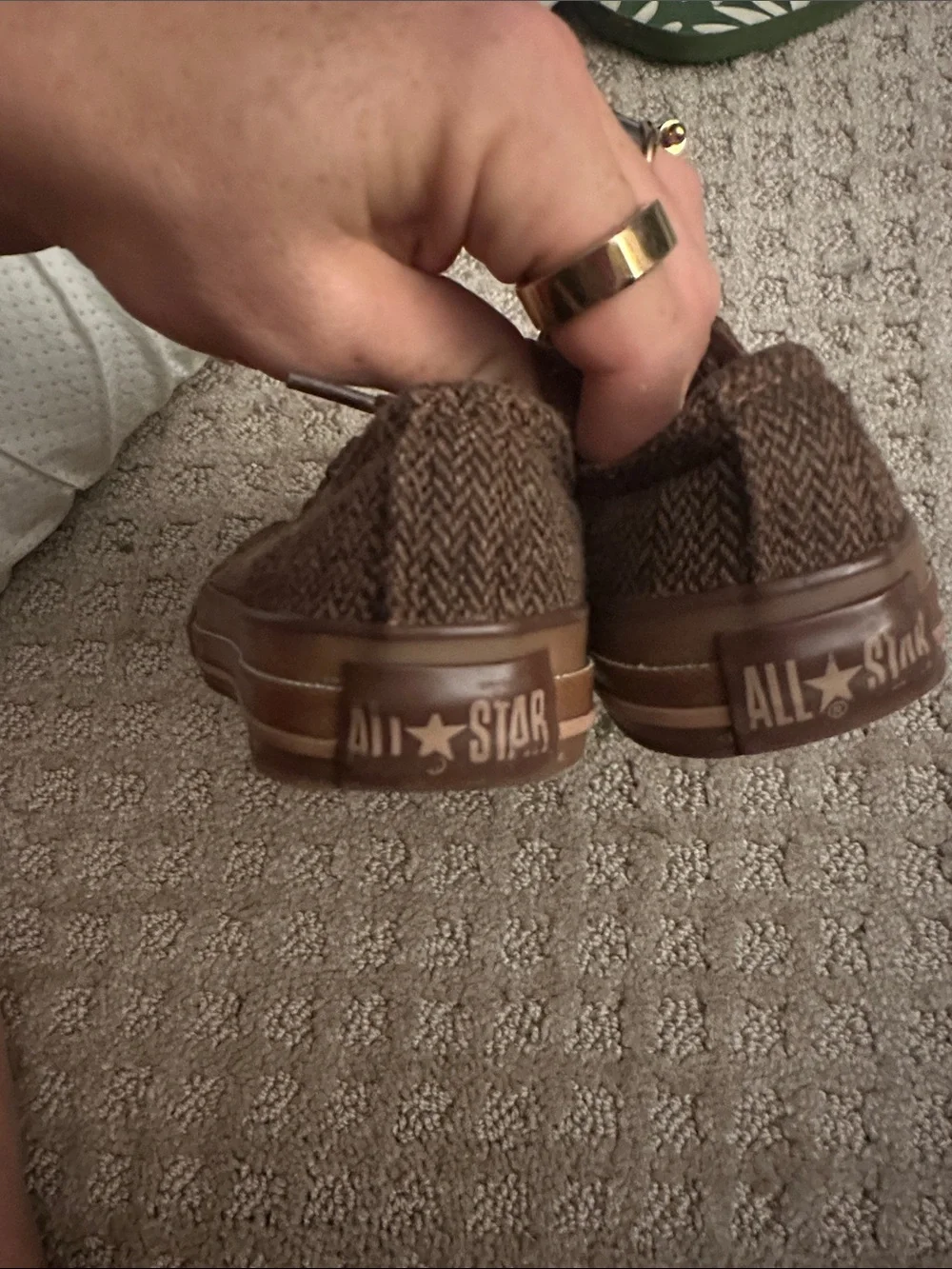 Converse Kids Brown tweed Sneakers with Gold Eyelets